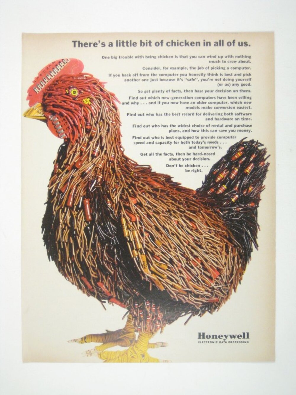 Honeywell Vintage Advertisement Print Rooster Chicken Bird Fowl AD MCM 1967